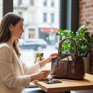 Stone Mountain satchel two tone Brown/Cognac color,  leather